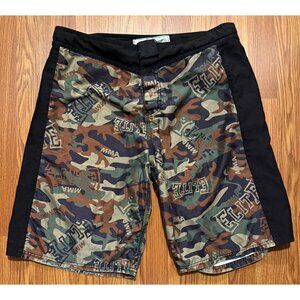 Vtg MMA Elite Shorts Mens M 10" Fighting Jiu Jitsu Boxing Camo AOP Y2K